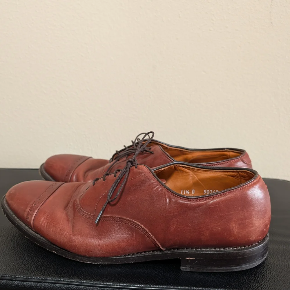 Allen‎ Edmonds Byron Cap Toe Oxford Shoes Men’s 11.5D Brown Leather USA Made